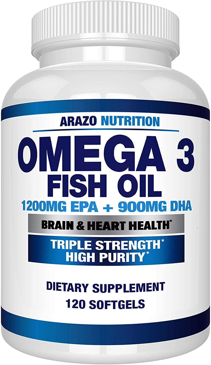 Omega 3 Fish Oil 4,080Mg - High EPA 1200Mg + DHA 900Mg Triple Strength Burpless Softgels -  (120 Soft Gels)