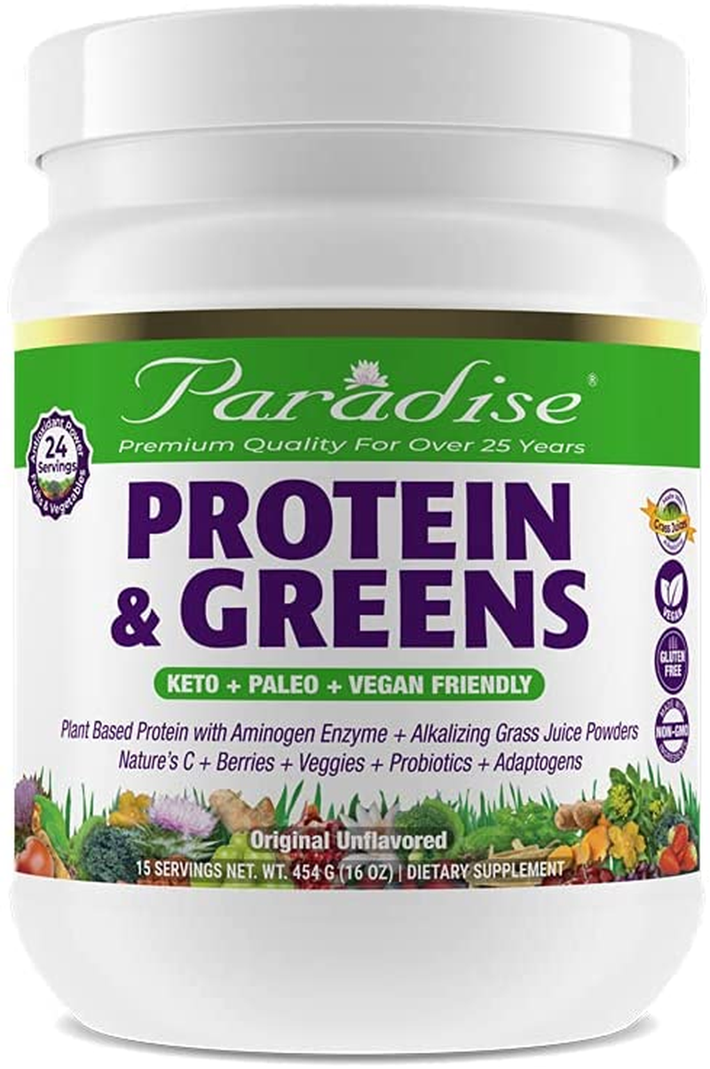 Protein & Greens | Keto | Paleo | Vegan Friendly | Organic Alkalizing Juice Powders | Nature'S C | Berries | Veggies | Probiotics | Adaptogens 15 Servings (16 Oz)