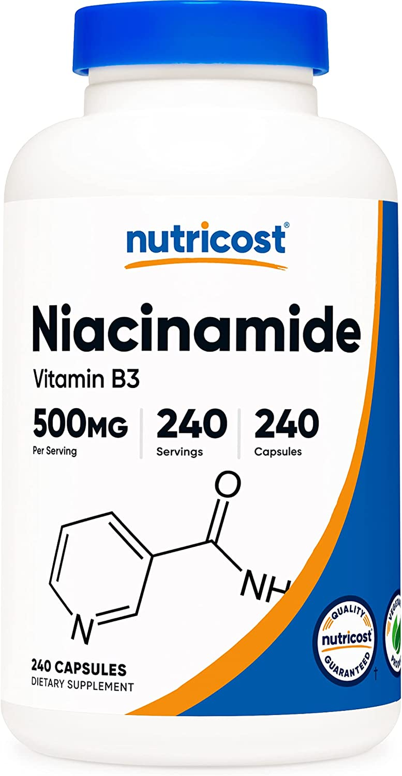 Niacinamide (Vitamin B3) 500Mg, 240 Capsules - Non-Gmo, Gluten Free, Flush Free Vitamin B3