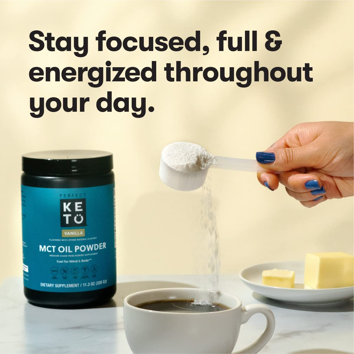 MCT Oil C8 Powder, Coconut Medium Chain Triglycerides for Pure Clean Energy, Ketogenic Non Dairy Coffee Creamer, Bulk Supplement, Helps Boost Ketones, Chocolate