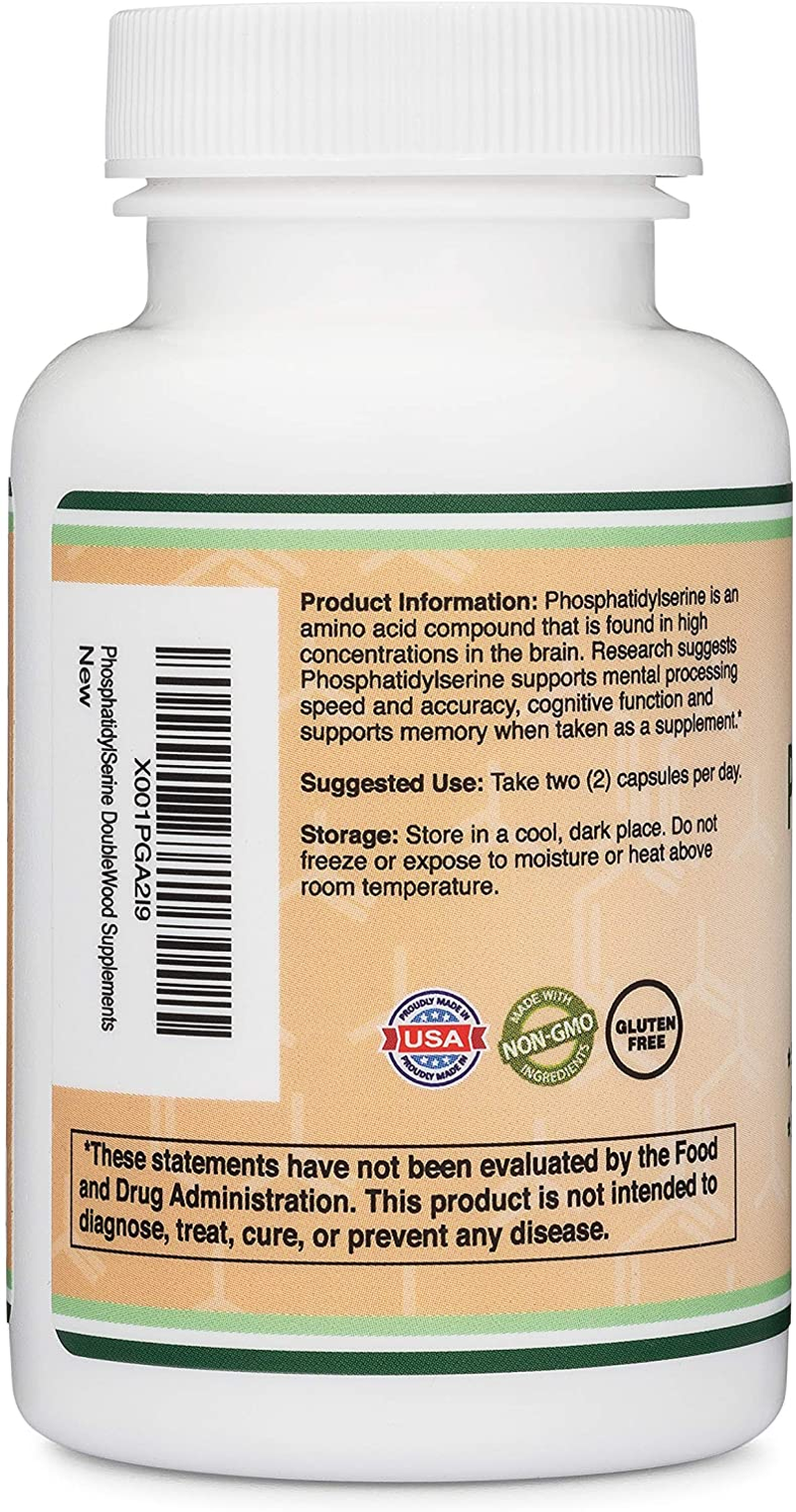 Phosphatidylserine 300Mg per Serving, Manufactured in the USA, 120 Capsules (Phosphatidyl Serine Complex) by