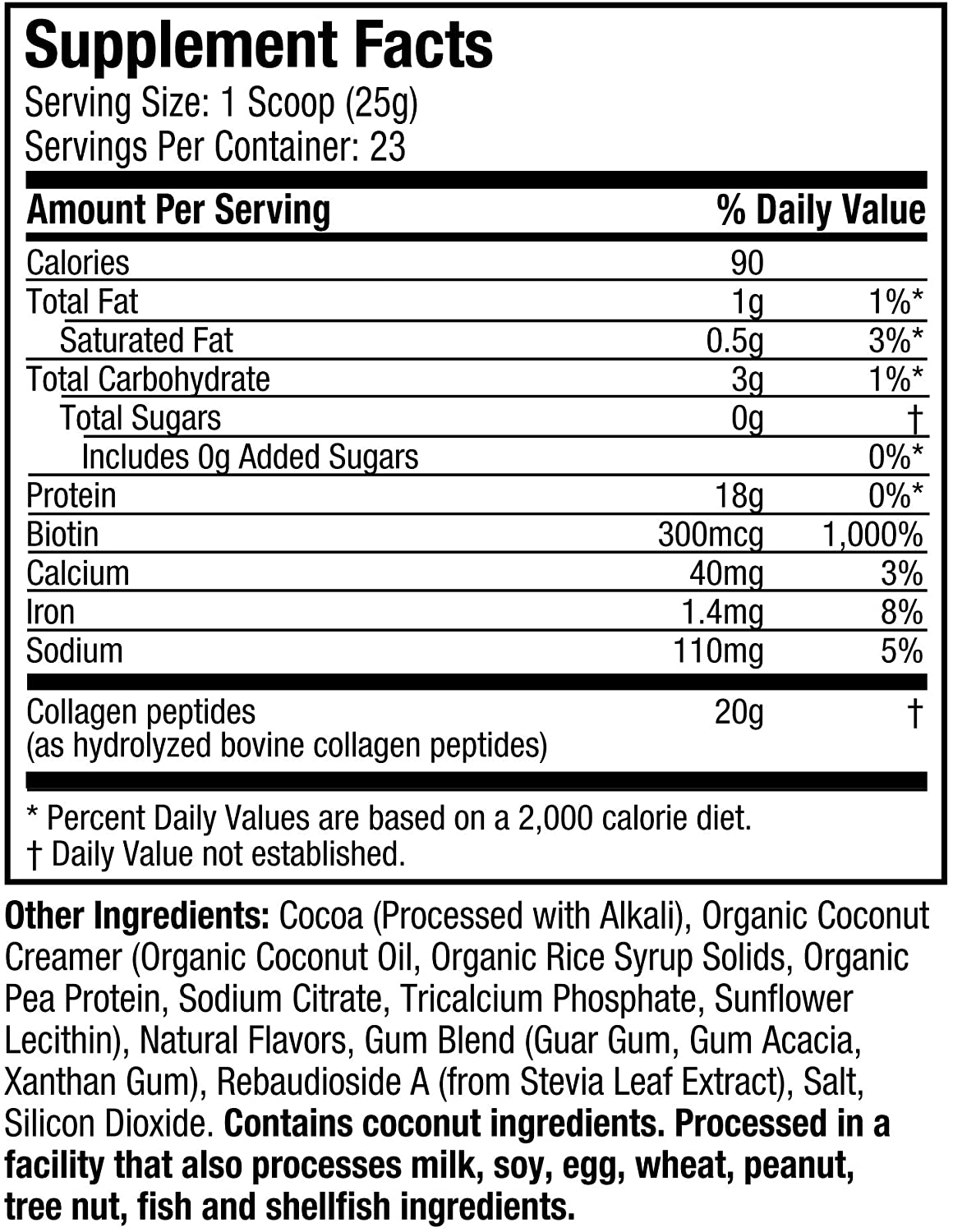 Collagen Powder |  Collagen Peptides Powder | Collagen Supplements for Women and Men | Collagen Protein Powder with Biotin | Keto Friendly & Non-Gmo | Chocolate, 1.26 Lbs (23 Servings)