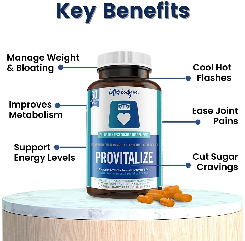 Original Provitalize | Natural Menopause Probiotics for Weight Gain, Hot Flashes, Night Sweats, Low Energy, Mood Swings, Gut Health. Unique Probiotics Formula