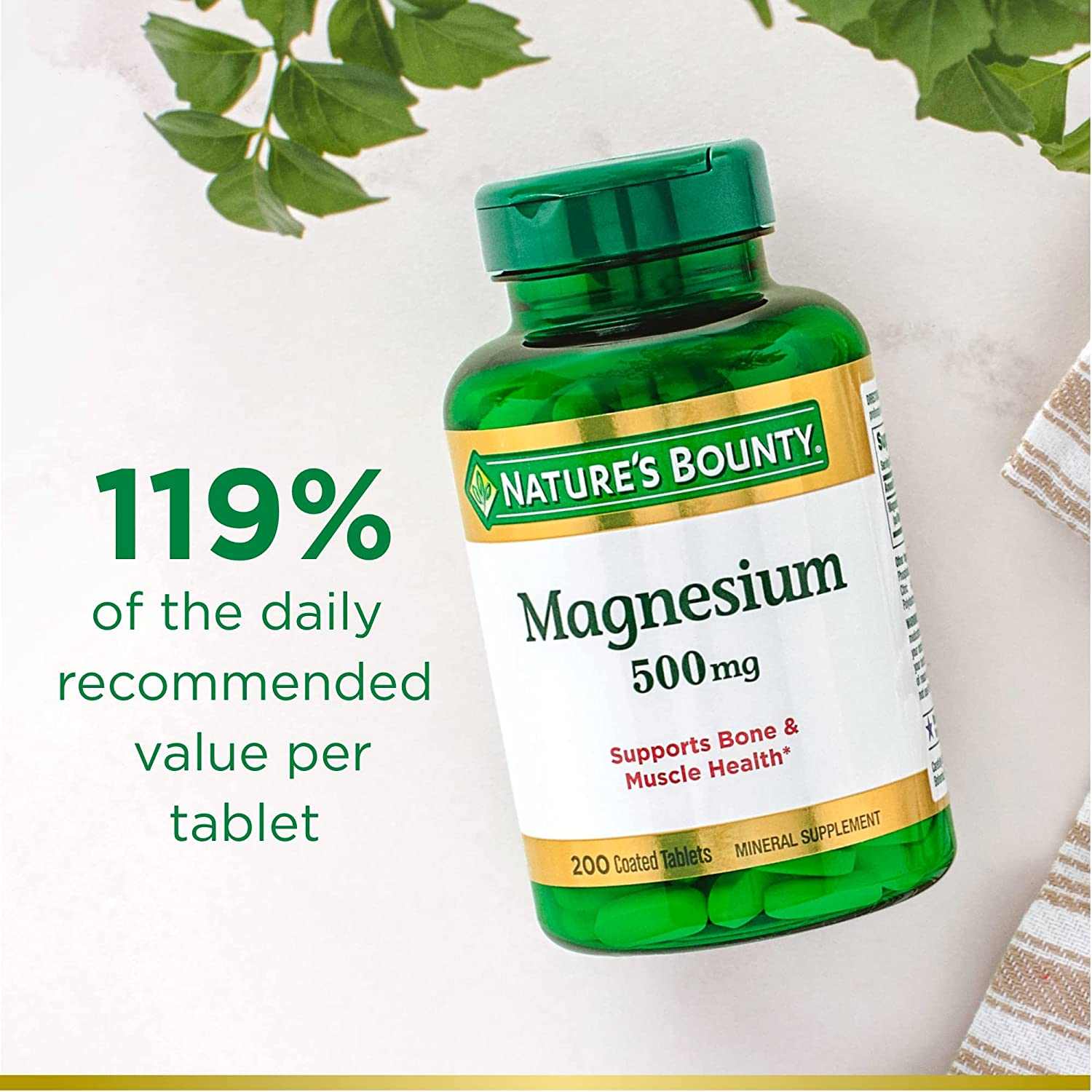 Nature’S Bounty Magnesium, Bone and Muscle Health, Tablets, 500 Mg, 200 Ct