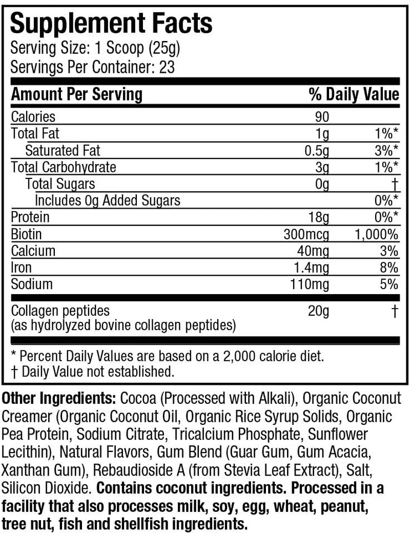 Collagen Powder |  Collagen Peptides Powder | Collagen Supplements for Women and Men | Collagen Protein Powder with Biotin | Keto Friendly & Non-Gmo | Chocolate, 1.26 Lbs (23 Servings)