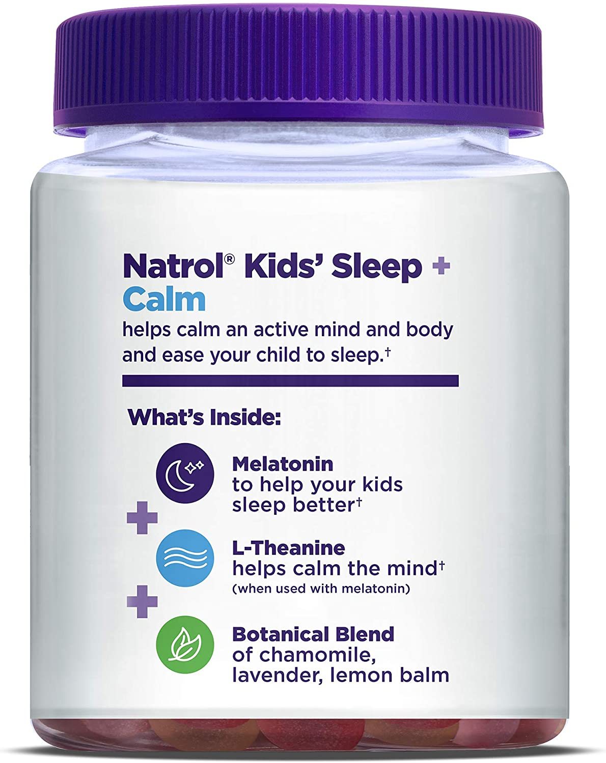 Kids Sleep+ Calm, Melatonin and L-Theanine, Sleep Aid Gummies with Botancial Blends, 100% Drug-Free, 60 Count