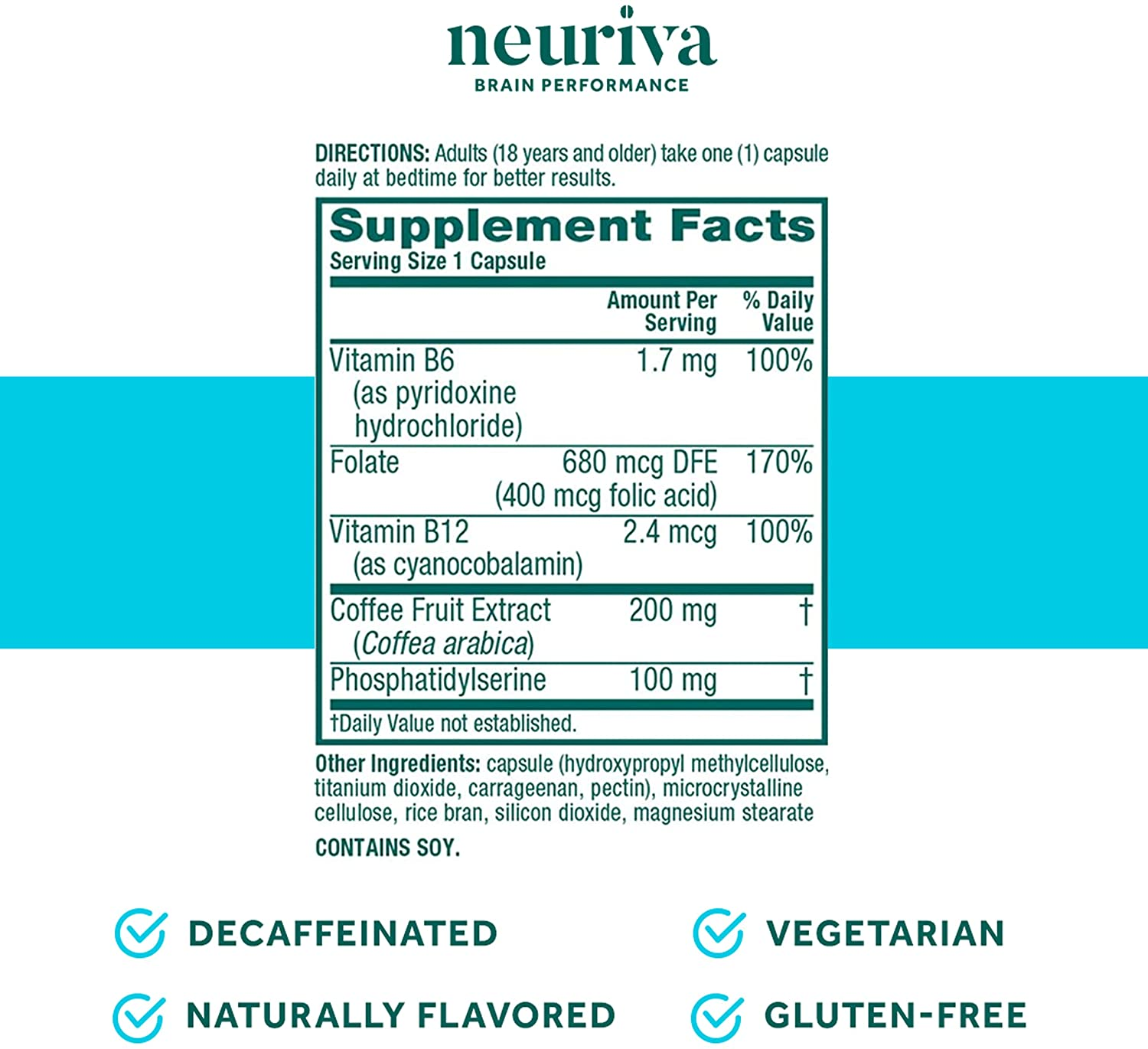 Nootropic Brain Support Supplement - plus Capsules (30 Count in a Box), Phosphatidylserine, B6, B12, Supports Focus Memory Concentration Learning Accuracy and Reasoning