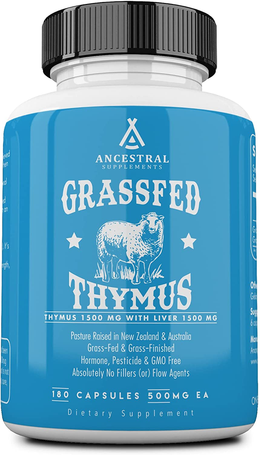 Grass Fed Thymus Extract (Glandular) — Supports Immune, Histamine, Allergy Health (180 Capsules)