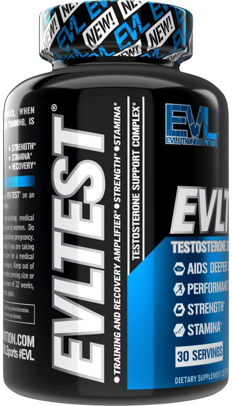 Nutrition Testosterone Booster for Men, EVLTEST Supports Healthy Testosterone Levels, Hormone Balance, Muscle Strength and Stamina, Boost Performance and Recovery, 120 Tablets (30 Servings)