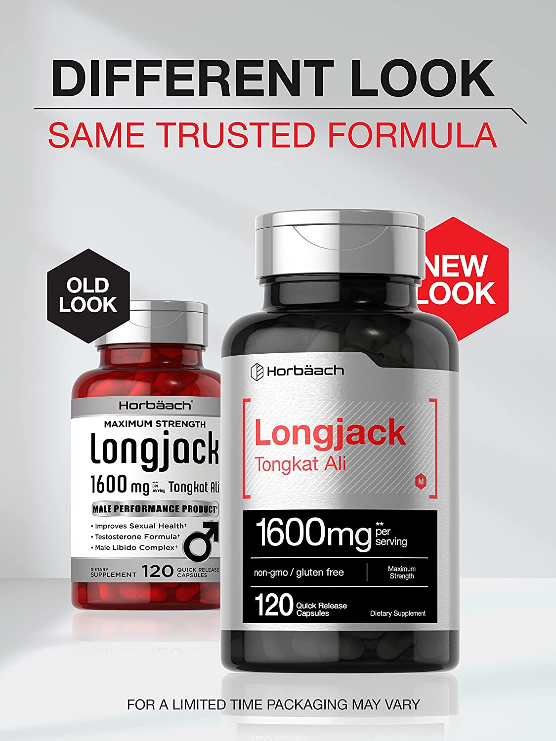 Longjack Tongkat Ali 1600 Mg | 120 Capsules | Longifolia Root Extract Powder | Testosterone Formula | Non-Gmo, Gluten Free | by Horbaach