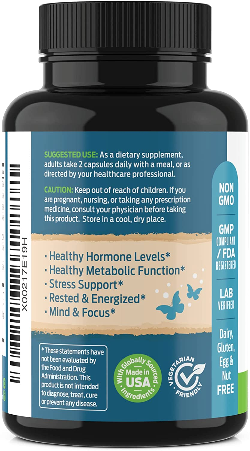 Thyroid Support Supplement with Iodine - All Natural Mineral and Vitamin Complex with B12, Zinc, Selenium, and More - 60 Caps (30 Day Supply) - by