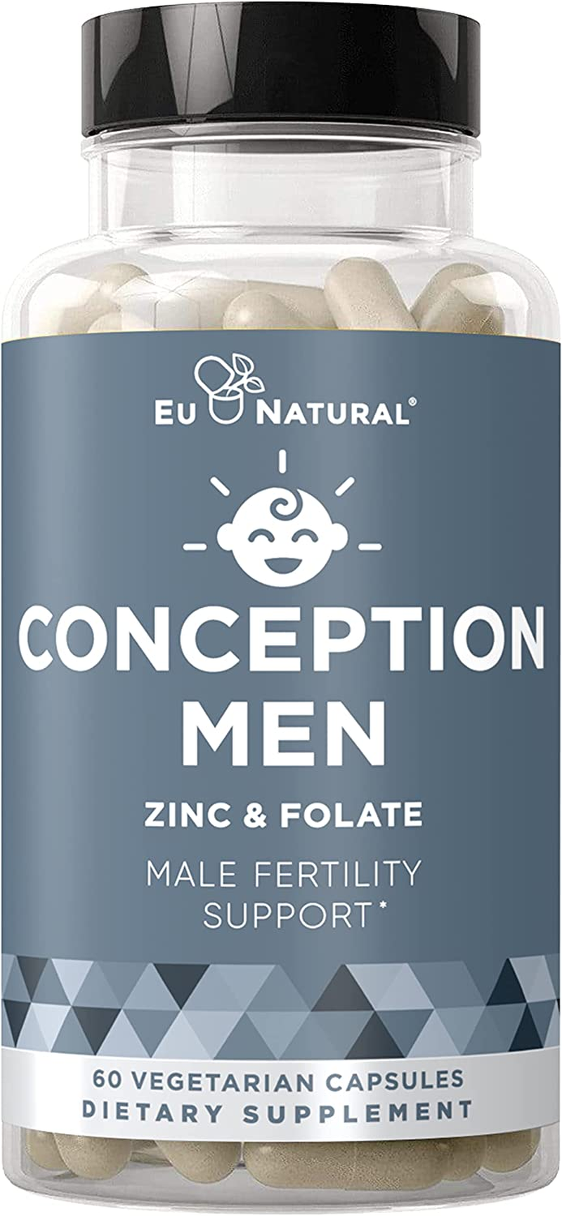 Conception Men Fertility Vitamins – Male Optimal Count & Healthy Volume Production – Zinc, Folate, Ashwagandha Pills – 60 Vegetarian Soft Capsules