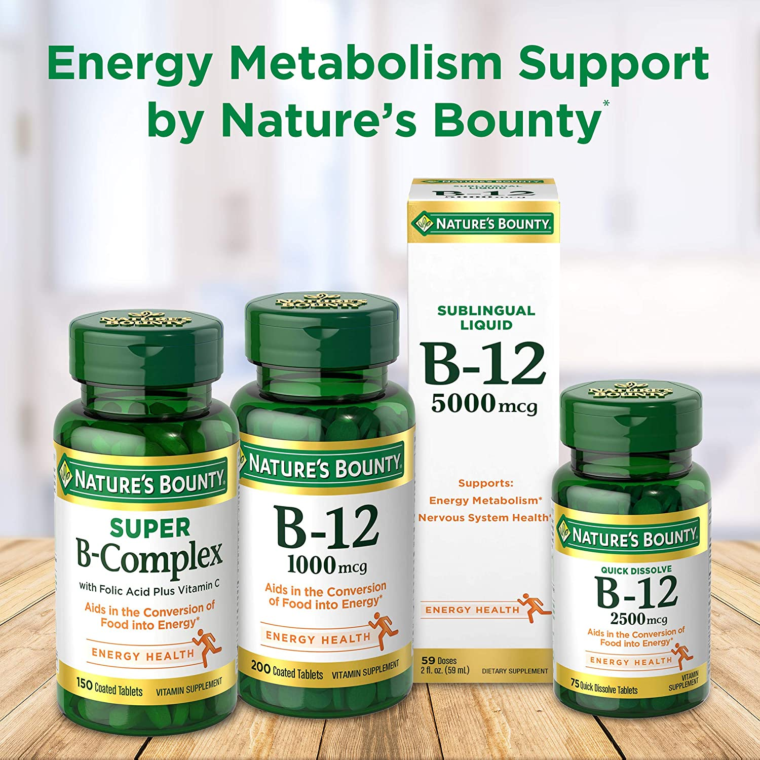 Vitamin B12 by , Vitamin Supplement, Supports Energy Metabolism and Nervous System Health, 1000Mcg, 100 Tablets