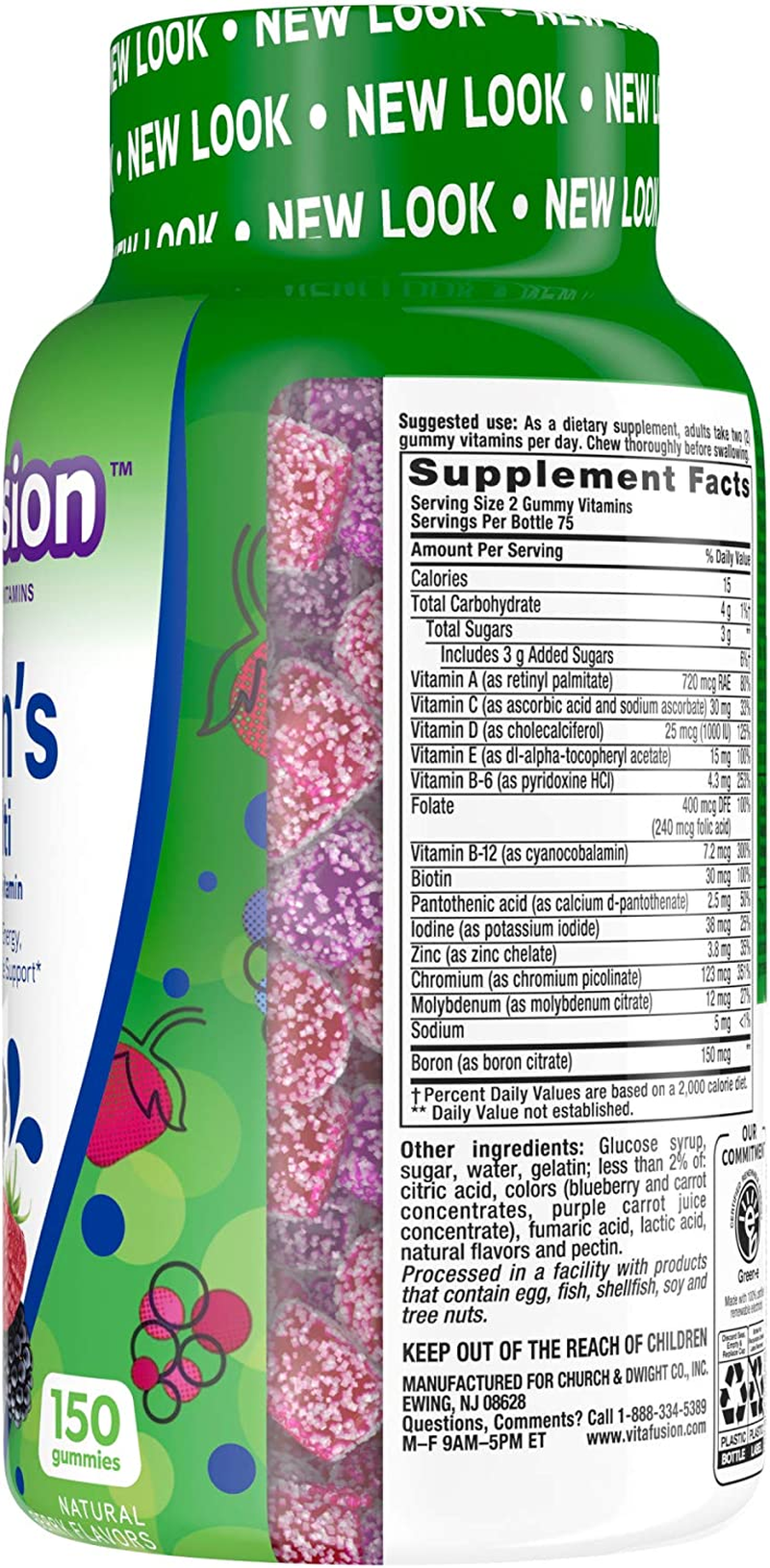 Vitafusion Gummy Vitamins for Men, Berry Flavored Daily Multivitamins for Men, 150 Count