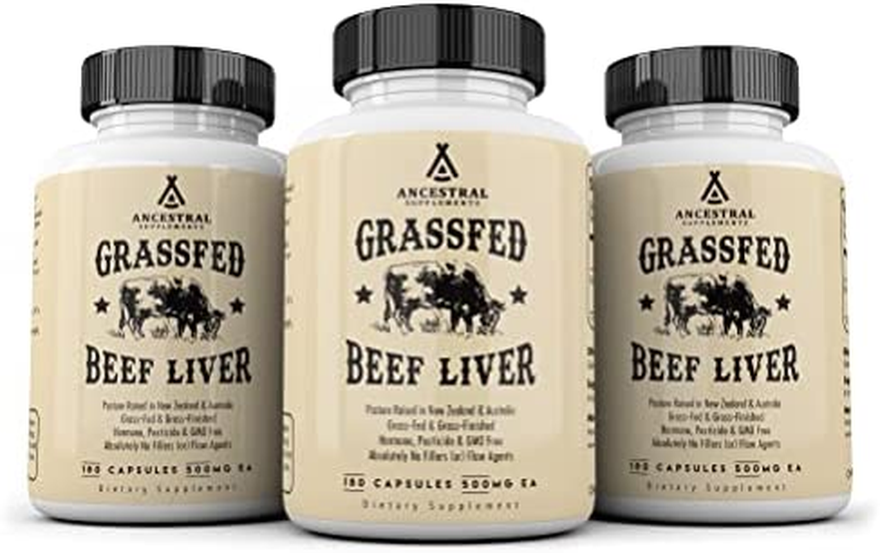 Grass Fed Beef Liver (Desiccated) — Natural Iron, Vitamin A, B12 for Energy (180 Capsules)