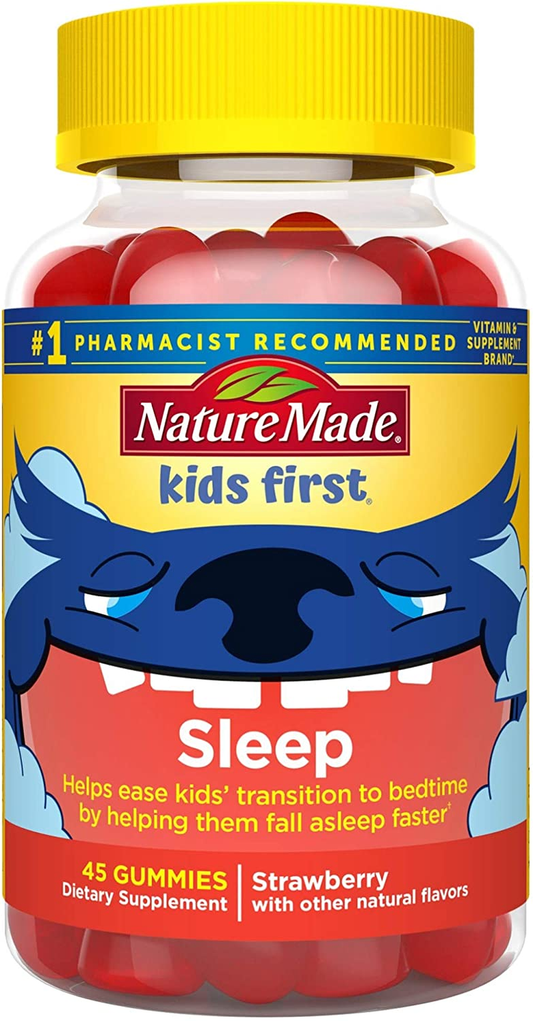 Kids First Sleep, Melatonin 1 Mg Gummies for Kids, Helps Ease Bedtime Transition by Helping Kids Fall Asleep Faster, 45 Gummies