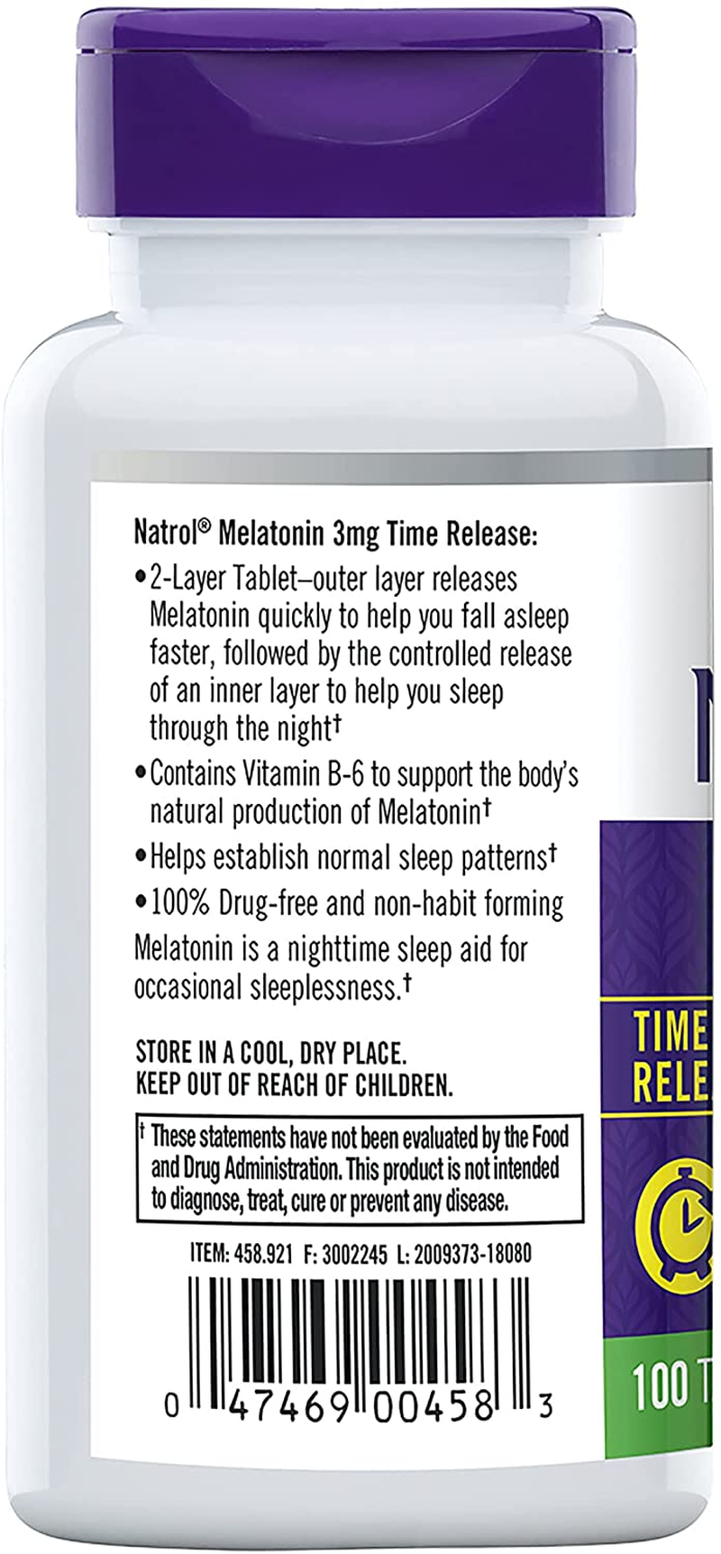 Melatonin Time Release Tablets, 3Mg, 100 Count