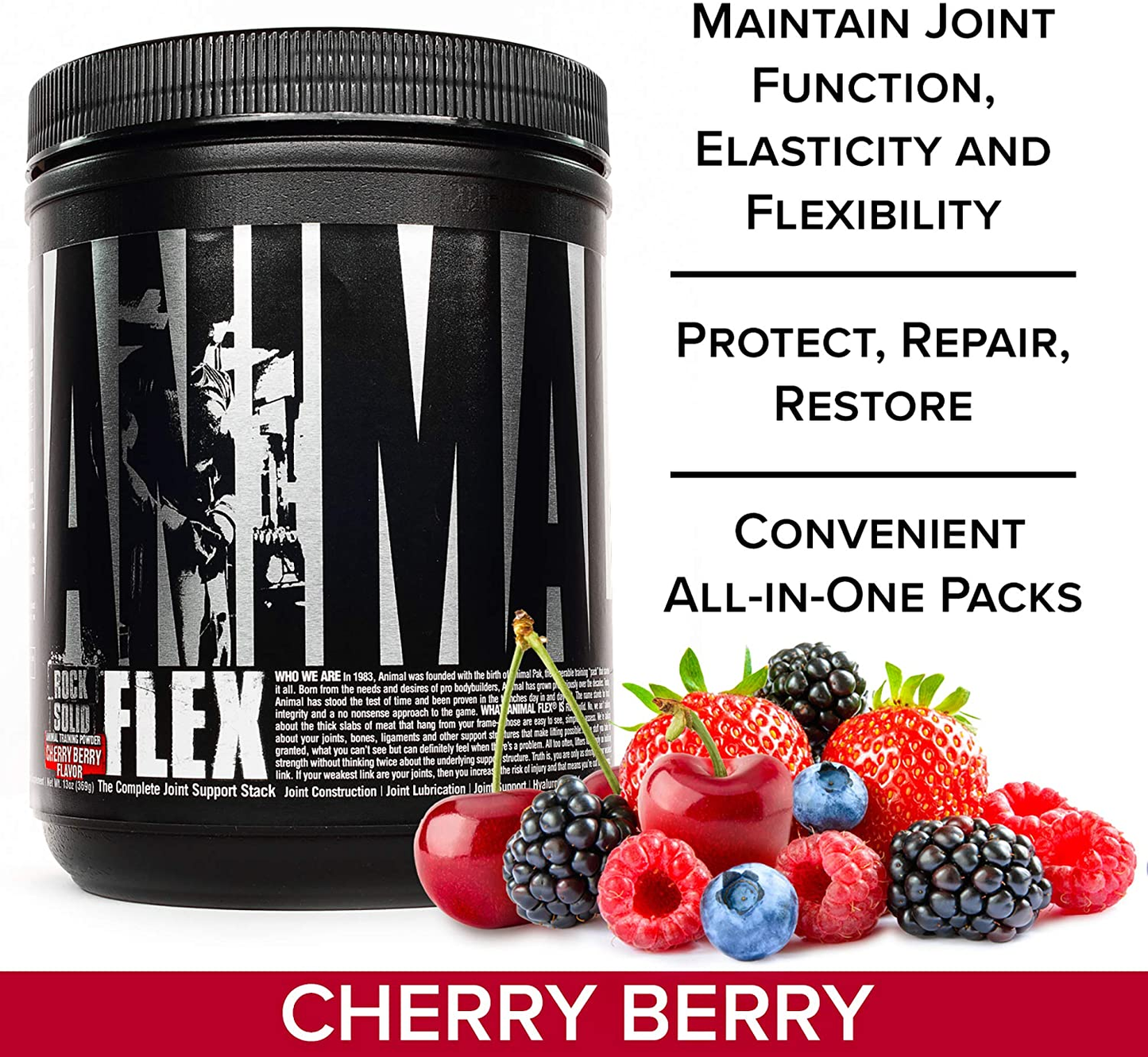 Flex - Complete Joint Supplement Collagen Glucosamine Chondroitin Repair and Restore, Cherry 30 Scoops