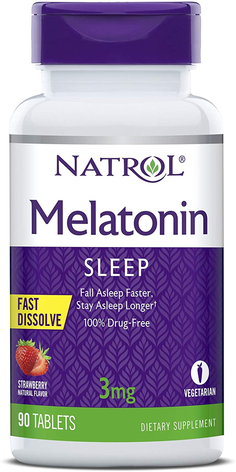 Melatonin Fast Dissolve Tablets, Helps You Fall Asleep Faster, Stay Asleep Longer, Easy to Take, Dissolves in Mouth, Strengthen Immune System, 3Mg, 90 Count