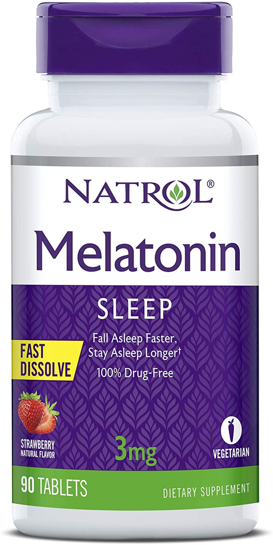 Melatonin Fast Dissolve Tablets, Helps You Fall Asleep Faster, Stay Asleep Longer, Easy to Take, Dissolves in Mouth, Strengthen Immune System, 3Mg, 90 Count