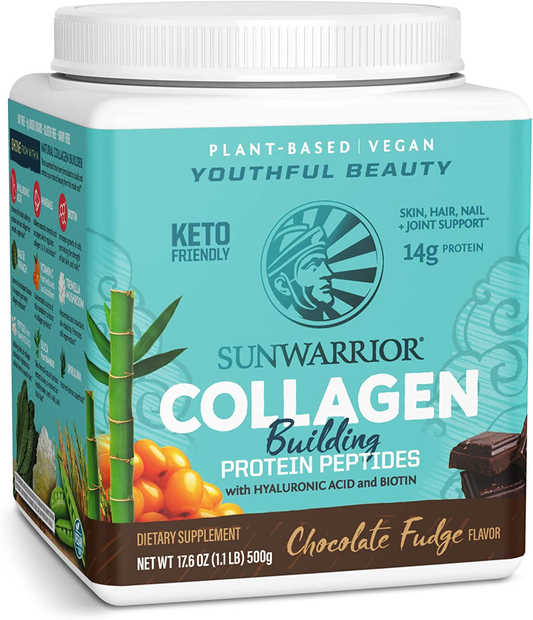 Vegan Collagen Peptides Powder Plant Based Vegan Organic Collagen Hyaluronic Acid Biotin No Sugar Dairy or Soy Non GMO (Chocolate)