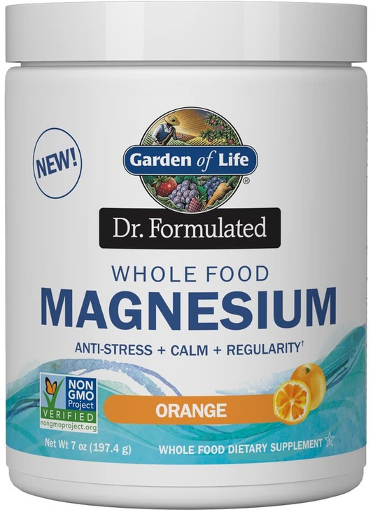 Dr. Formulated Whole Food Magnesium 197.4G Powder Orange,40 Servings(Pack of 1), Non-Gmo,Vegan,Gluten & Sugar Free Supplement with Probiotics - Best for Anti-Stress,Calm & Regularity