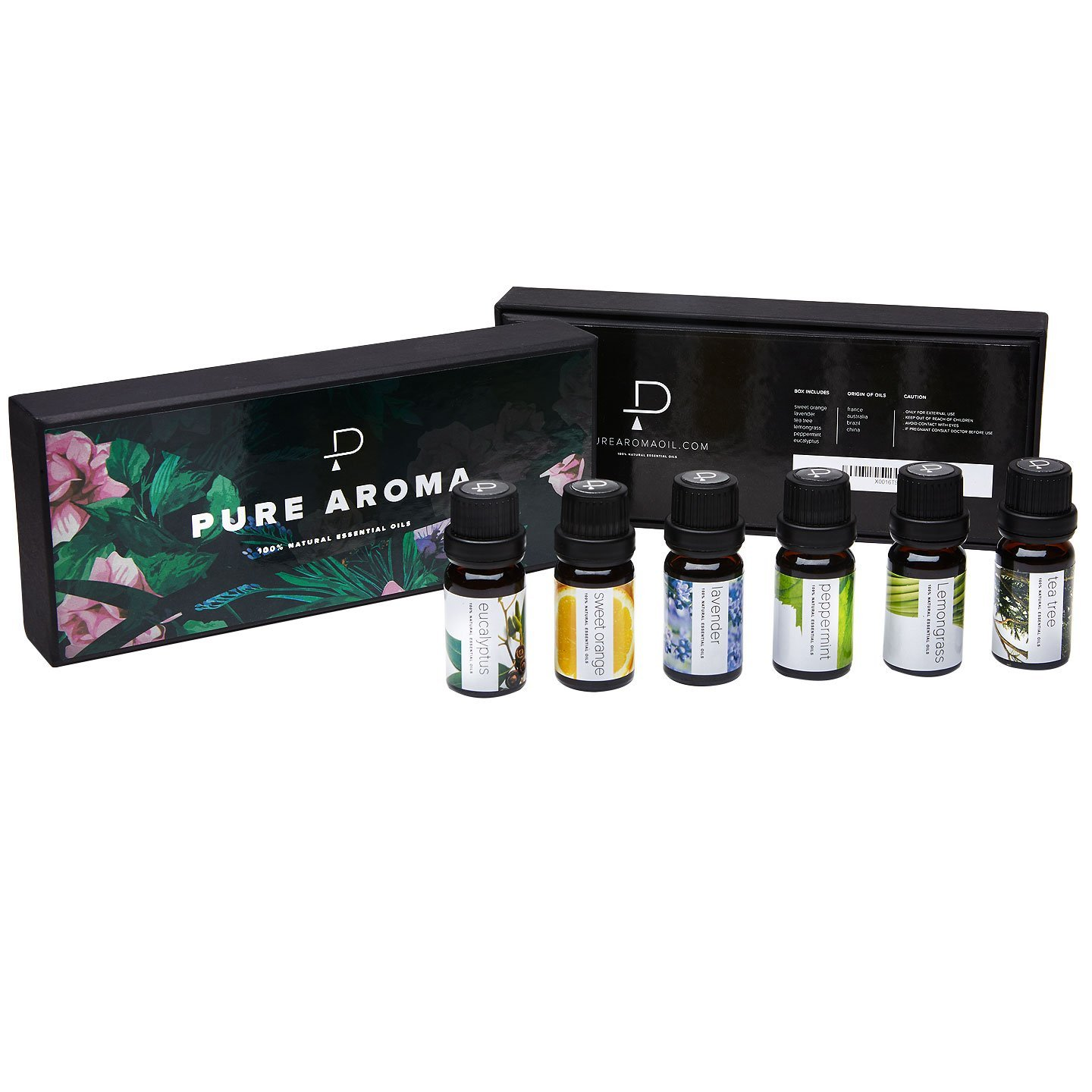 Essential Oils by  100% Pure Therapeutic Grade Oils Kit- Top 6 Aromatherapy Oils Gift Set-6 Pack, 10Ml(Eucalyptus, Lavender, Lemon Grass, Orange, Peppermint, Tea Tree)