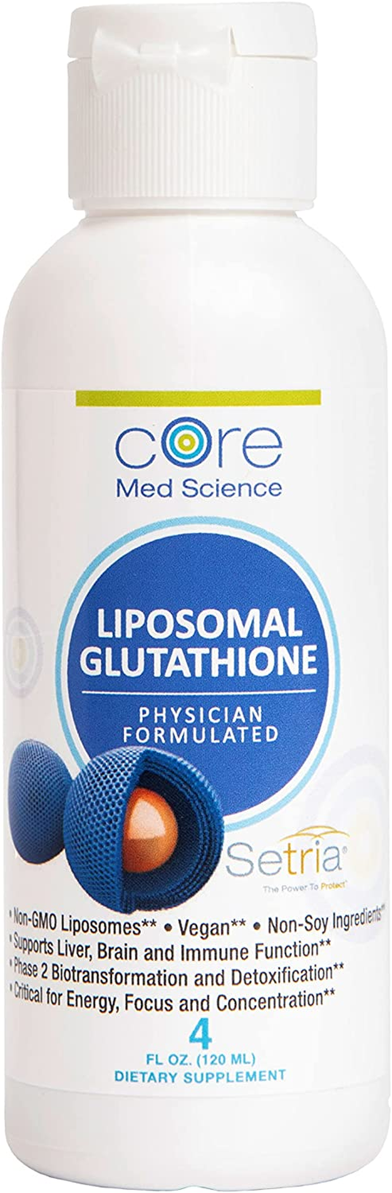 Liposomal Glutathione by Core Med Science - 500Mg - 4 Fl Oz - Setria® - Antioxidant Supplement - Made in USA