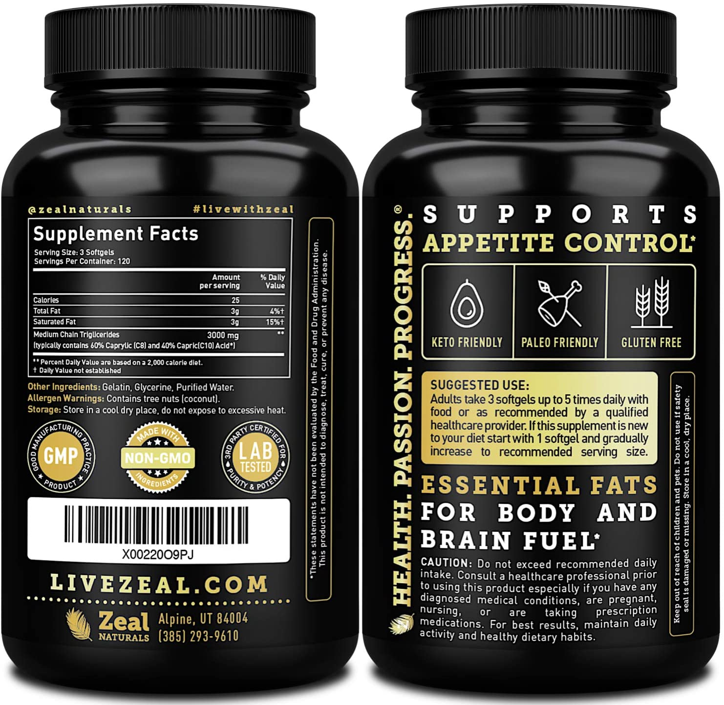 Pure MCT Oil Capsules (360 Softgels | 3000Mg) 4 Month Supply MCT Oil Keto Pills W Unrefined Coconut Oil - C10 & C8 MCT Oil Coconut Oil Capsules - Keto Brain Fuel, Keto Energy, Octane Oil Ketosis Pills