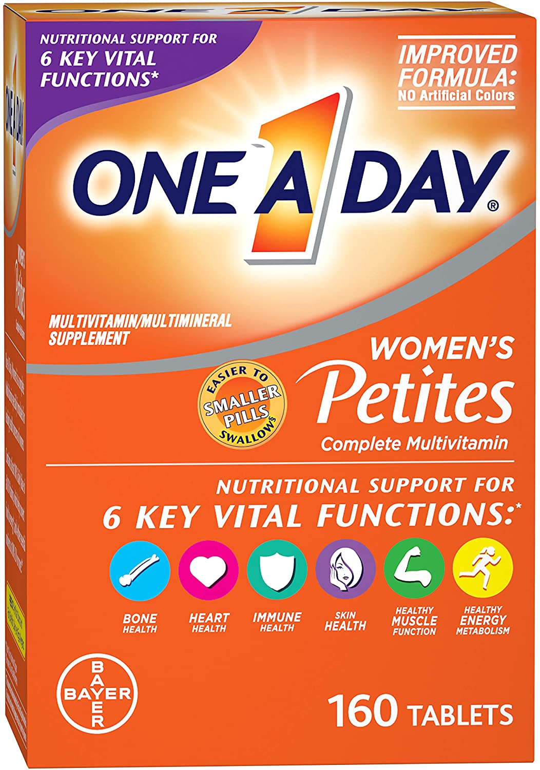 Women’S Petites Multivitamin,Supplement with Vitamin A, Vitamin C, Vitamin D, Vitamin E and Zinc for Immune Health Support, B Vitamins, Biotin, Folate (As Folic Acid) & More, 160 Count