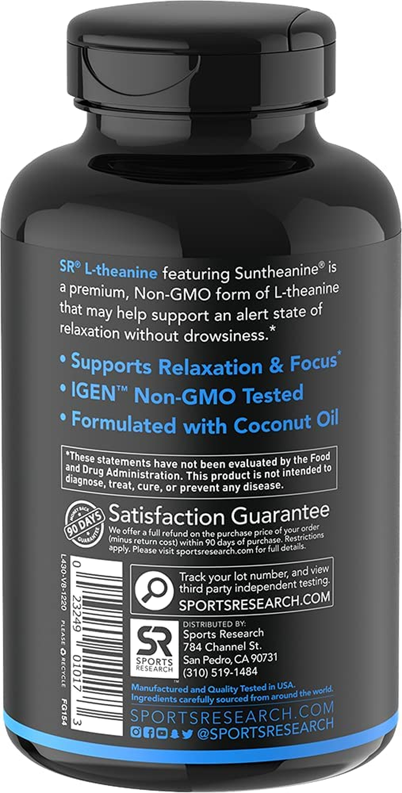 Double Strength ‘Suntheanine’ L-Theanine with Organic Coconut Oil - Promotes Alertness & Relaxation without Drowsiness - 200Mg L Theanine Supplement - 60 Softgel Capsules for Adults