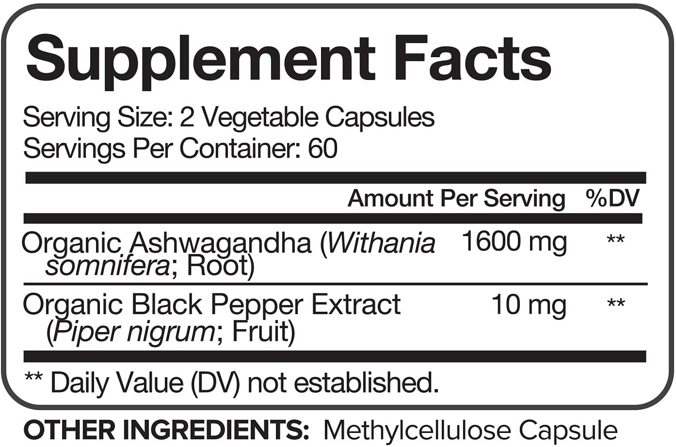 Organic Ashwagandha Capsules 1600Mg with Black Pepper Extract - 120 Vegan Pills - 100% Pure Root Powder Supplement - Stress Relief, Anxiety, Immune, Thyroid & Adrenal Support - Mood Enhancer