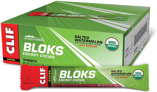 CLIF  - Energy Chews - Salted Watermelon -Non-Gmo - Plant Based Food - Fast Fuel for Cycling and Running -Workout Snack (2.1 Ounce Packet, 18 Count) - (Assortment May Vary)