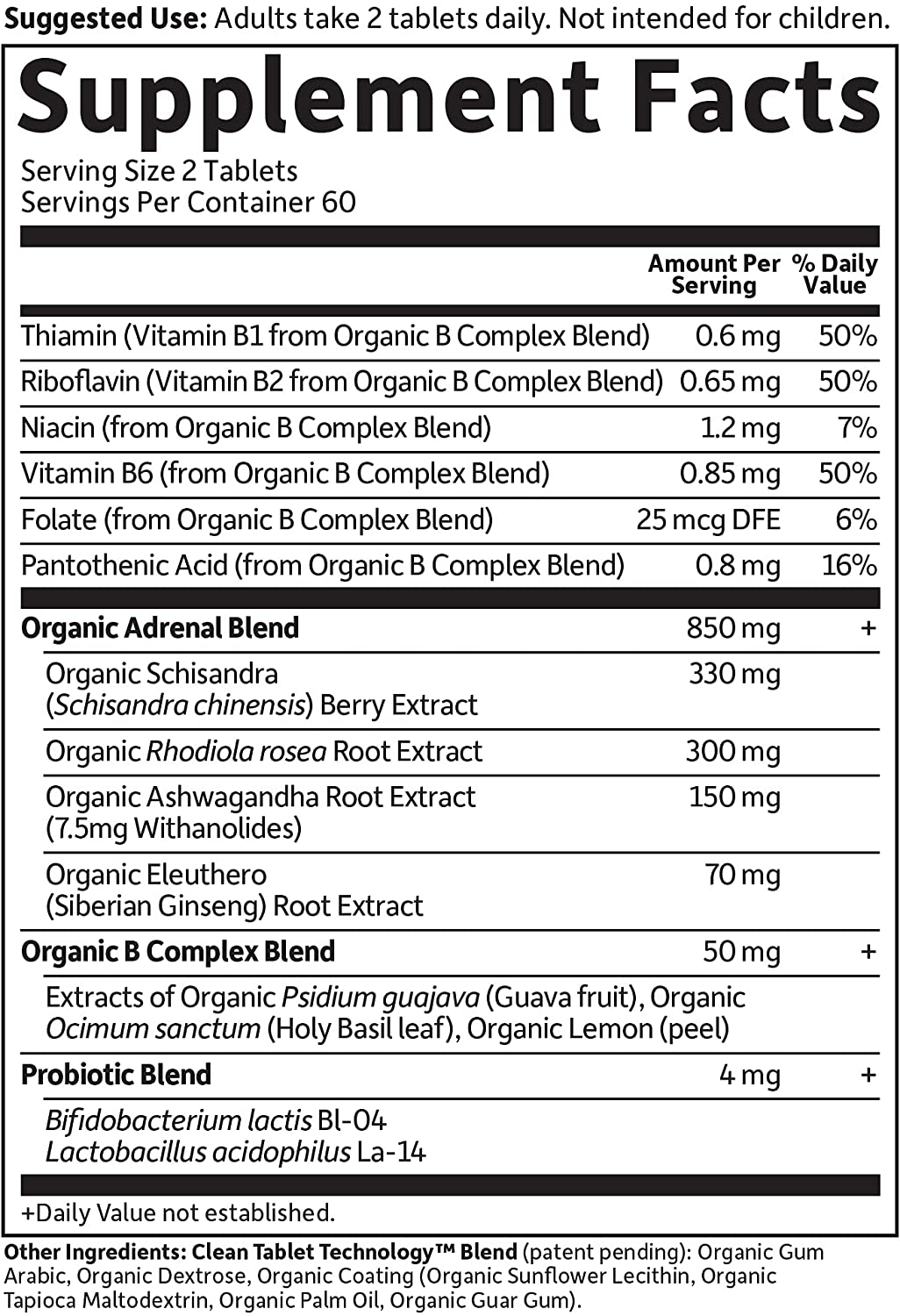 Mykind Organics Adrenal Daily Balance 120 Tablets-Healthy Stress Response-Adaptogenic Herbs Ashwagandha, Holy Basil, B-Complex, Probiotics, Organic Non-Gmo Vegan Gluten Free Supplement