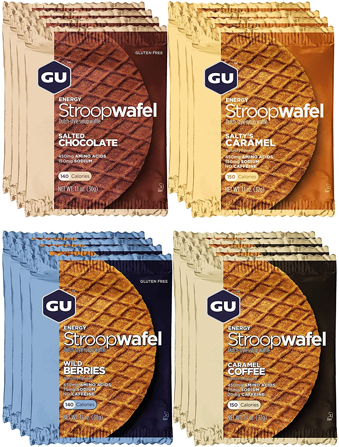 GU Energy Stroopwafel Sports Nutrition Waffle, 16-Count, Assorted Flavors