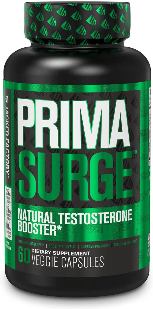 PRIMASURGE Testosterone Booster for Men - Boost Lean Muscle Growth & Strength | Natural Test Booster Supplement W/ Premium Primavie, Ashwagandha & More - 60 Veggie Pills