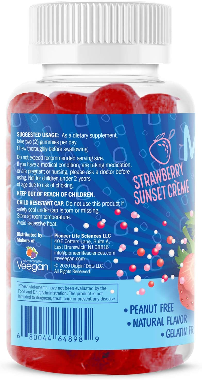 Dippin' Dots - Melatonin Sleep Support Gummies (120 Count) Strawberry Sunset Creme Flavor Chews | 2.5Mg per Gummy Sleep Supplement for Children and Adults | Supplement for Faster Faster & Longer Sleep