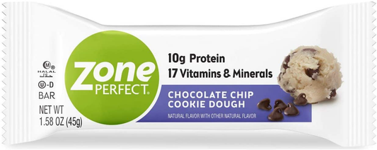 Zoneperfect Protein Bars, 17 Vitamins & Minerals, 10G Protein, Nutritious Snack Bar, Chocolate Chip Cookie Dough, 20 Count