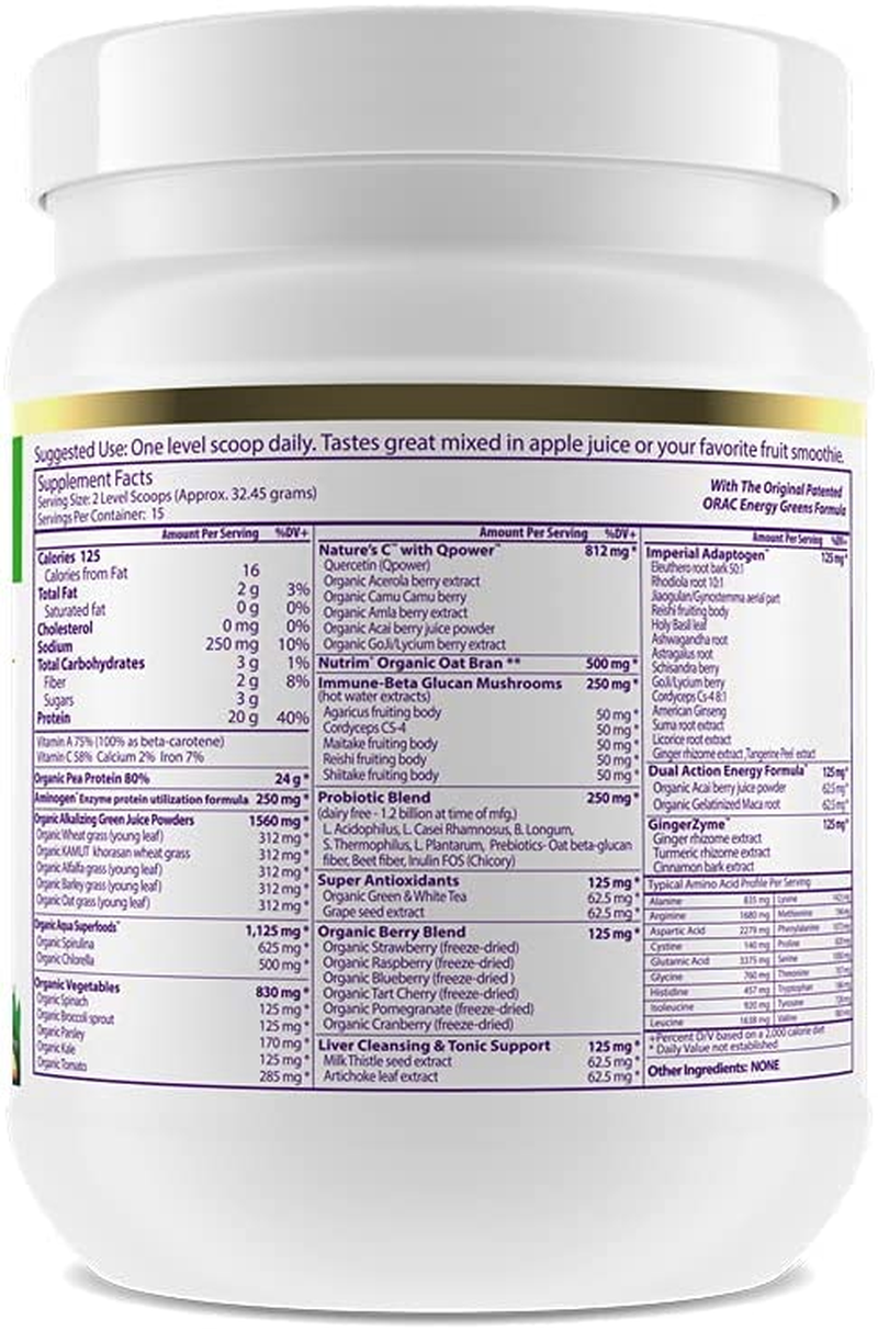 Protein & Greens | Keto | Paleo | Vegan Friendly | Organic Alkalizing Juice Powders | Nature'S C | Berries | Veggies | Probiotics | Adaptogens 15 Servings (16 Oz)