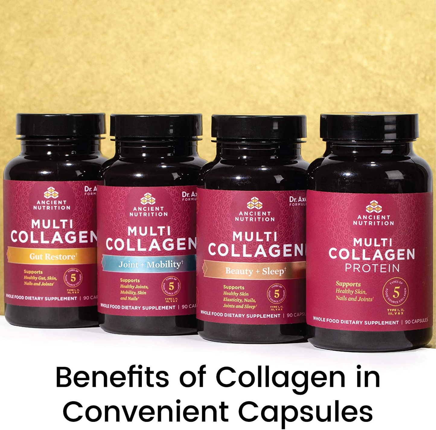 Collagen Peptides Pills by , Hydrolyzed Multi Collagen Supplement, Types I, II, II, V & X, Supports Healthy Skin and Nails, Gut Health and Joints, 90 Capsules