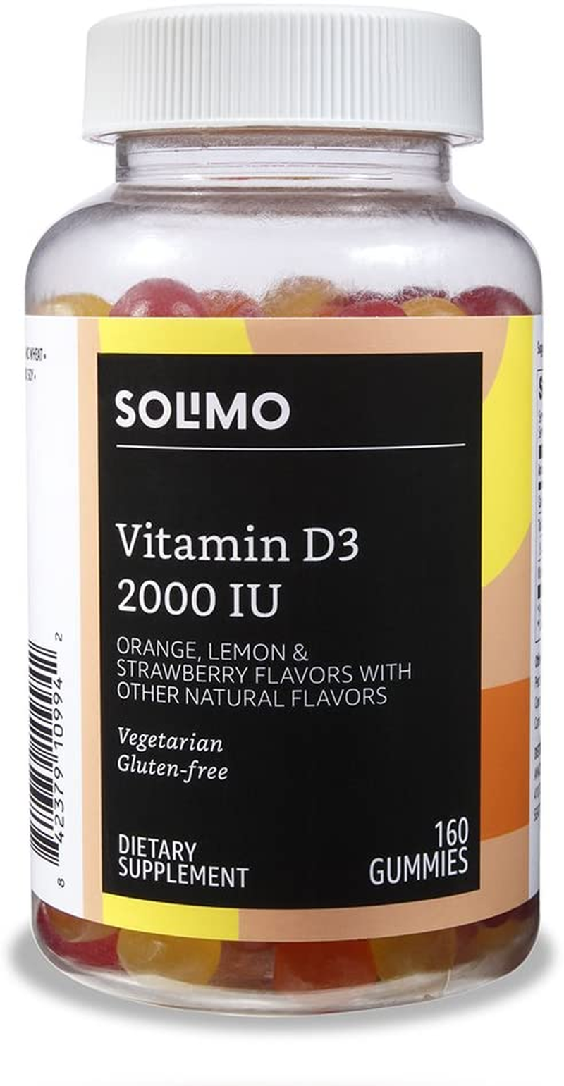 Amazon Brand -  Melatonin 5Mg, 120 Gummies (2 Gummies per Serving) &  Vitamin D3 2000 IU, 160 Gummies (2 Gummies per Serving)