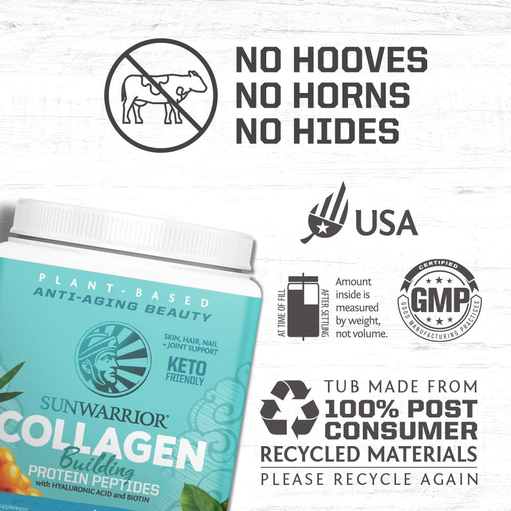 Vegan Collagen Peptides Powder Plant Based Vegan Organic Collagen Hyaluronic Acid Biotin No Sugar Dairy or Soy Non GMO (Chocolate)