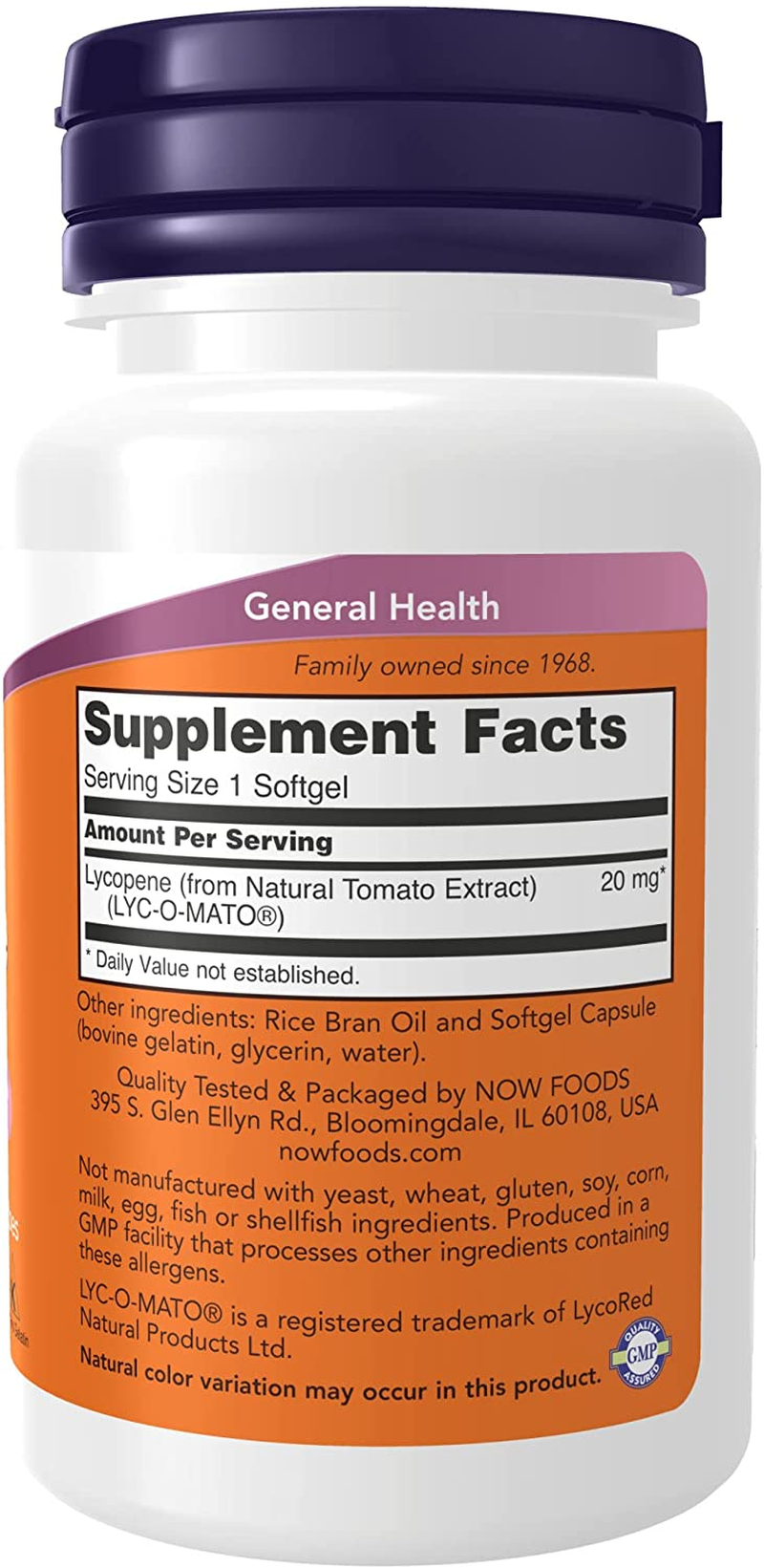 Supplements, Lycopene 20 Mg with Natural Extract from Tomatoes, Free Radical Scavenger*, 50 Softgels