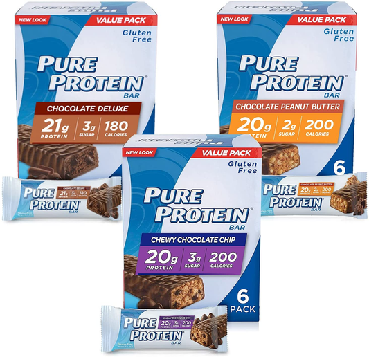 Bars, High Protein, Nutritious Snacks to Support Energy, Low Sugar, Gluten Free, Variety Pack, 1.76Oz, 18 Pack