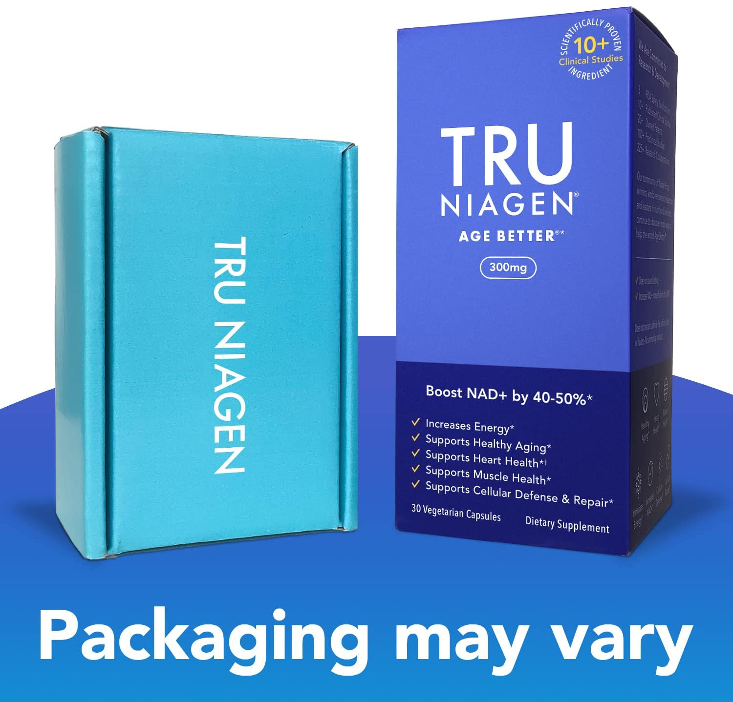 Multi Award Winning Patented NAD+ Booster Supplement More Efficient than NMN - Nicotinamide Riboside for Cellular Energy Metabolism & Repair. Vitality, Muscle Health, Healthy Aging - 30Ct/300Mg