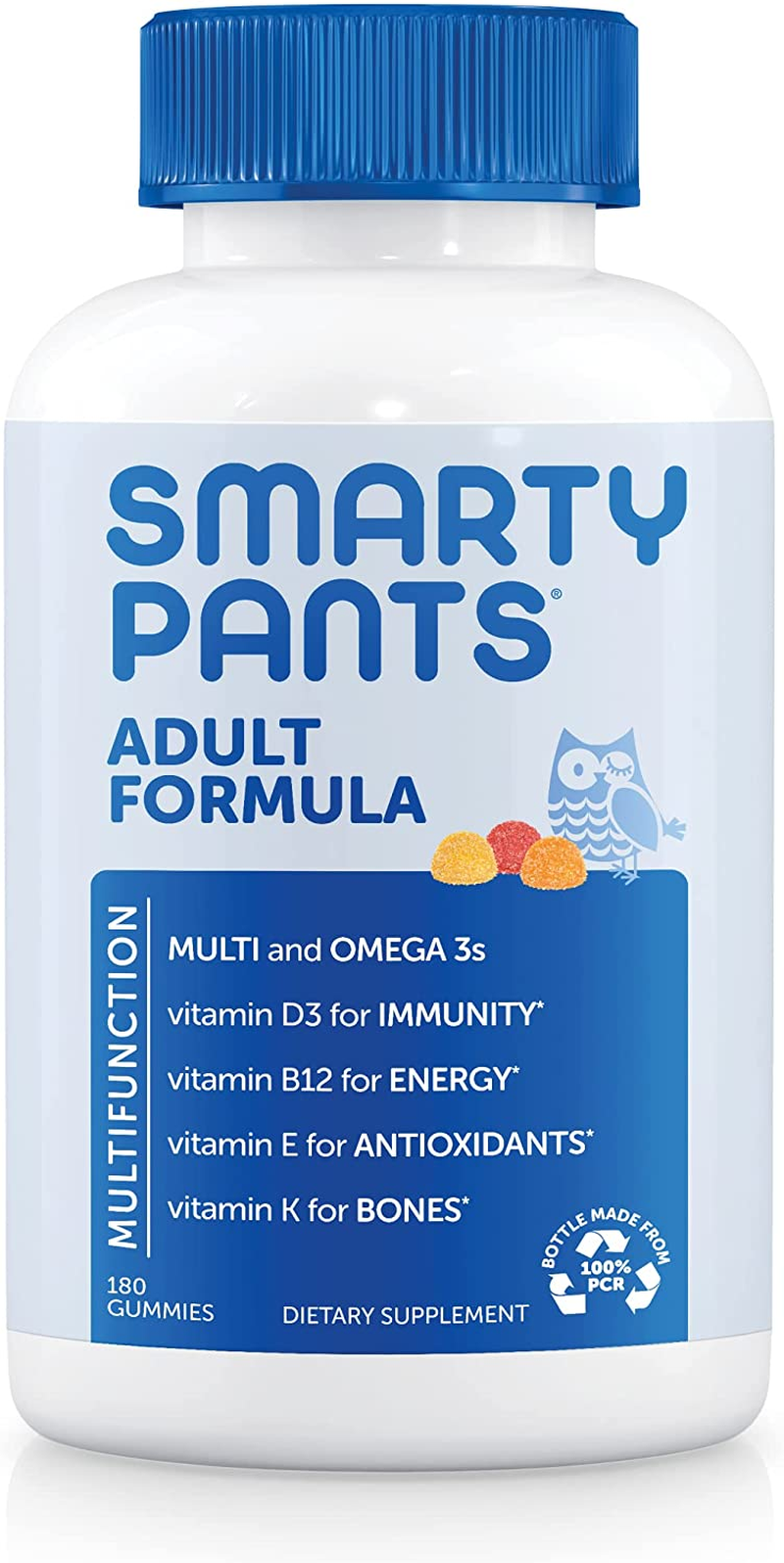 Daily Gummy Multivitamin Adult: Vitamin C, D3, & Zinc for Immunity, Omega 3 Fish Oil (DHA/EPA), Iodine, Choline, Vitamin B6, E, B12, 180 Count (30 Day Supply)