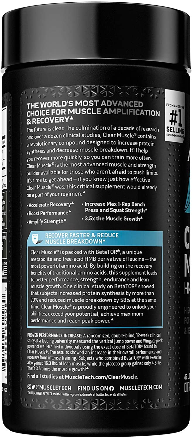 Muscle Recovery |  Clear Muscle Post Workout Recovery | Muscle Builder for Men & Women | HMB Supplements | Sports Nutrition Post Workout Recovery & Muscle Building Supplements, 42 Ct