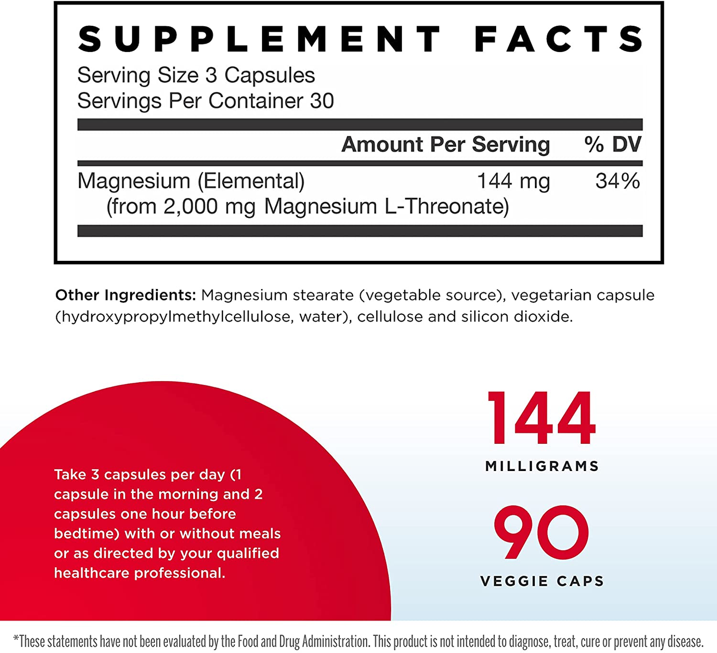 Magmind - 90 Capsules - Includes Magnesium L-Threonate (Magtein) - Supports Brain Health & Function - 30 Servings