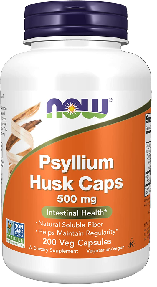 Supplements, Psyllium Husk Caps 500 Mg, Non-Gmo Project Verified, Natural Soluble Fiber, Intestinal Health*, 200 Veg Capsules