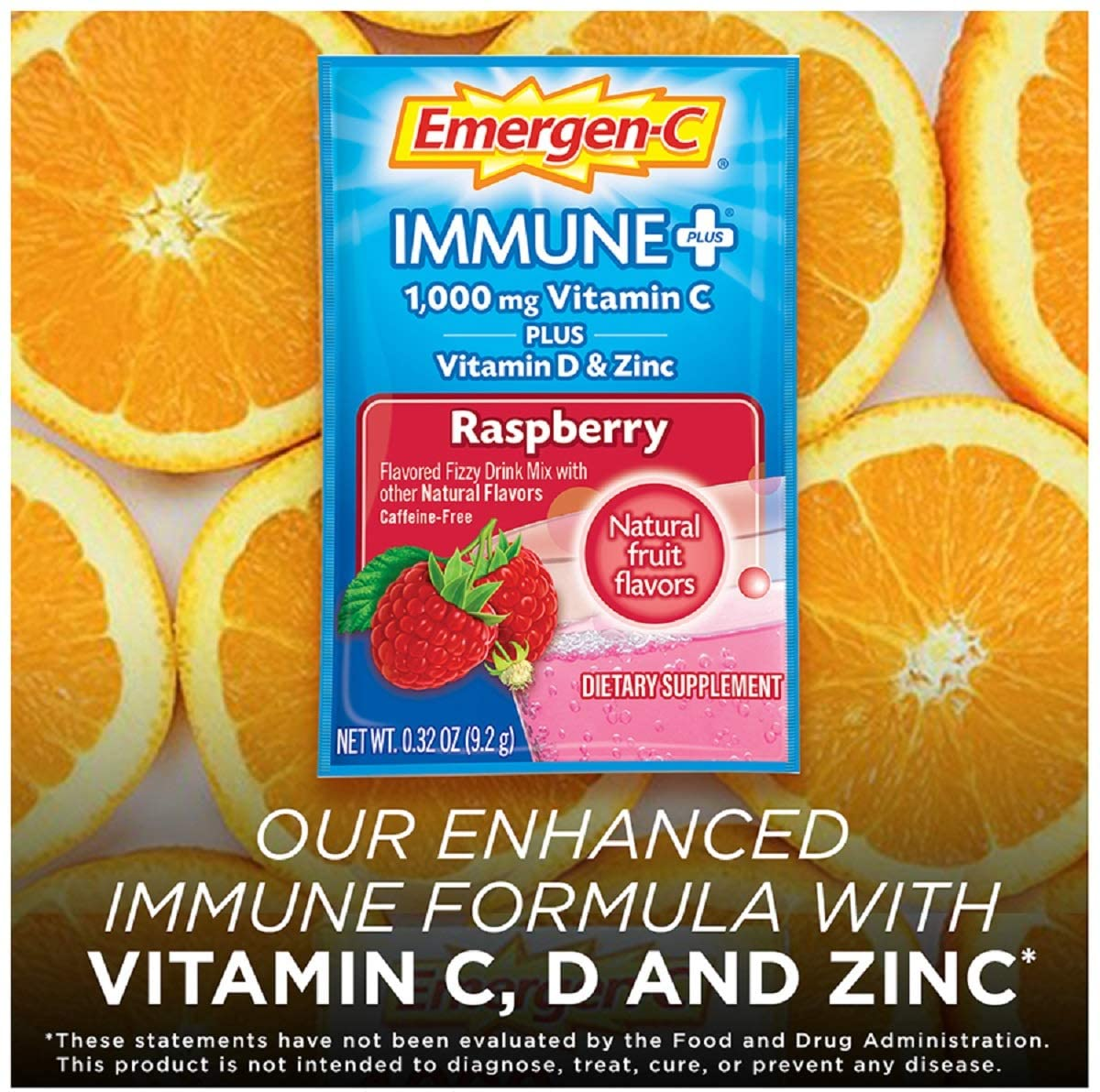 Immune+ 1000Mg Vitamin C Powder, with Vitamin D, Zinc, Antioxidants and Electrolytes for Immunity, Immune Support Dietary Supplement, Raspberry Flavor - 30 Count/1 Month Supply